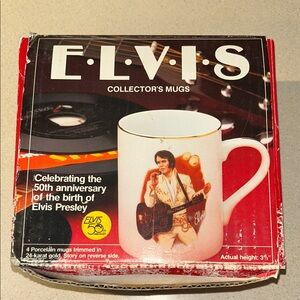 Elvis Collector's Mug 1985 50 anniversary Gold Trim EUC Collector Mugs